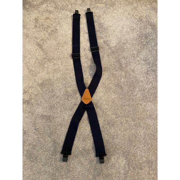 Duluth Trading Co. Adjustable Navy Suspenders With Leather Accents - Picture 2 of 3